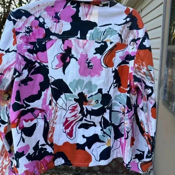 Shana K Long Sleeve Button Up Floral Blazer Jacket Size Medium - Picture 5 of 6